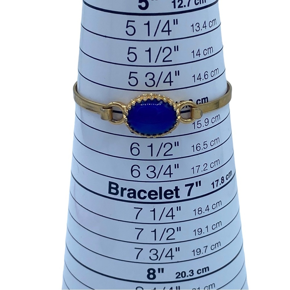 Vintage Avon hinged cobalt blue gold tone bracelet bangle70s size 6” - Picture 3 of 5